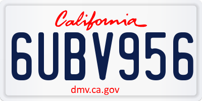 CA license plate 6UBV956