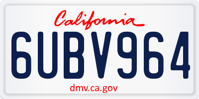 CA license plate 6UBV964