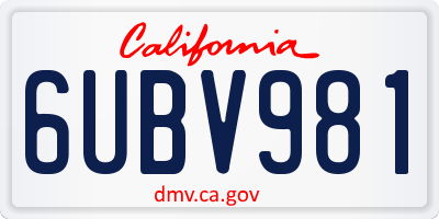 CA license plate 6UBV981