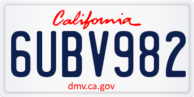CA license plate 6UBV982