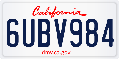 CA license plate 6UBV984