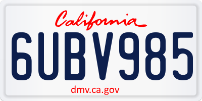 CA license plate 6UBV985