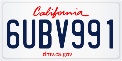 CA license plate 6UBV991