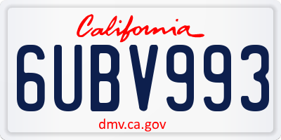 CA license plate 6UBV993