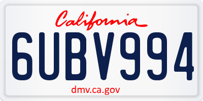 CA license plate 6UBV994