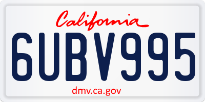 CA license plate 6UBV995