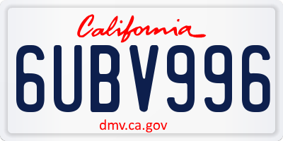 CA license plate 6UBV996