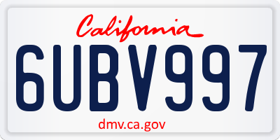 CA license plate 6UBV997