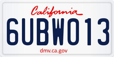 CA license plate 6UBW013