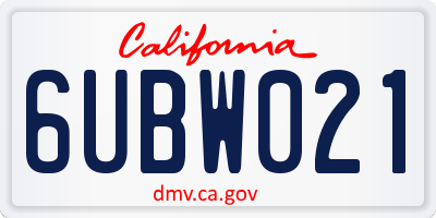 CA license plate 6UBW021