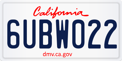 CA license plate 6UBW022