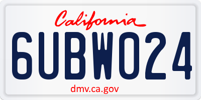 CA license plate 6UBW024
