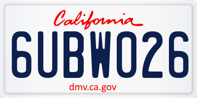 CA license plate 6UBW026