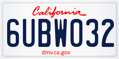 CA license plate 6UBW032