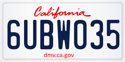 CA license plate 6UBW035