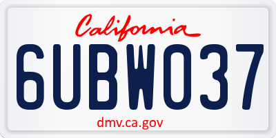 CA license plate 6UBW037