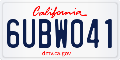 CA license plate 6UBW041