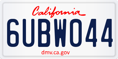 CA license plate 6UBW044