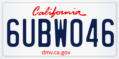 CA license plate 6UBW046
