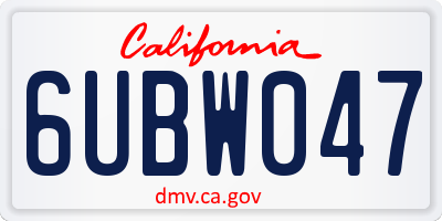 CA license plate 6UBW047