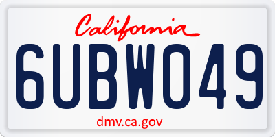 CA license plate 6UBW049