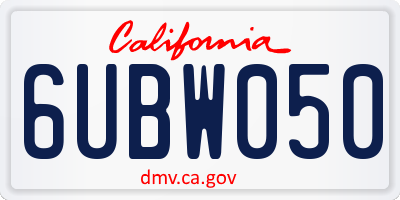 CA license plate 6UBW050