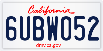 CA license plate 6UBW052