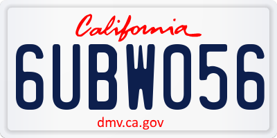 CA license plate 6UBW056