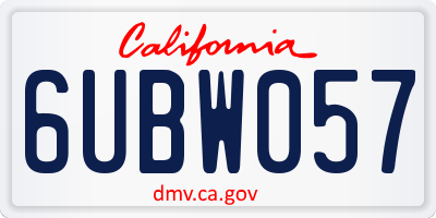 CA license plate 6UBW057
