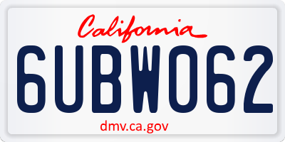CA license plate 6UBW062