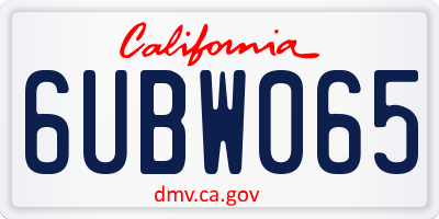 CA license plate 6UBW065