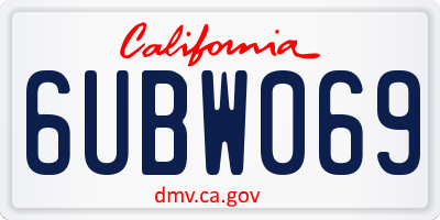 CA license plate 6UBW069