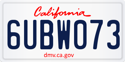 CA license plate 6UBW073