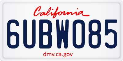 CA license plate 6UBW085