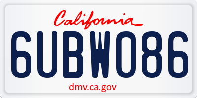 CA license plate 6UBW086
