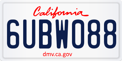 CA license plate 6UBW088