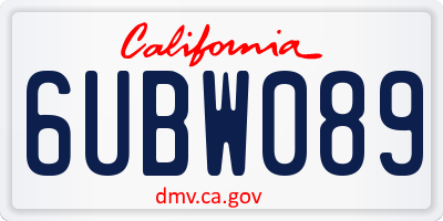 CA license plate 6UBW089