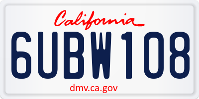 CA license plate 6UBW108