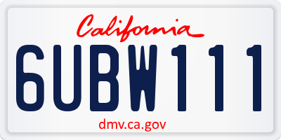 CA license plate 6UBW111