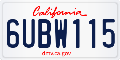 CA license plate 6UBW115