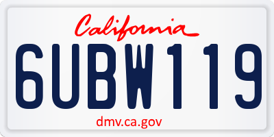 CA license plate 6UBW119