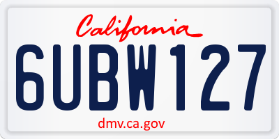 CA license plate 6UBW127