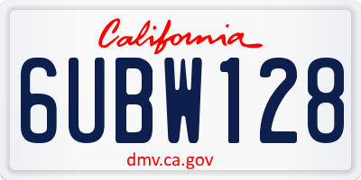 CA license plate 6UBW128
