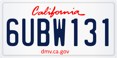 CA license plate 6UBW131