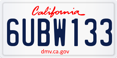 CA license plate 6UBW133