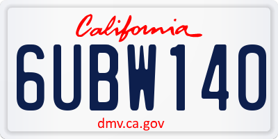 CA license plate 6UBW140
