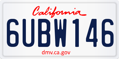 CA license plate 6UBW146