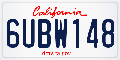 CA license plate 6UBW148