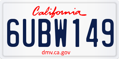 CA license plate 6UBW149