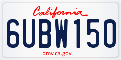CA license plate 6UBW150